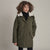 DKNY Women's Olive Green Faux-Fir Hooded Softshell Coat
