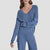 DKNY Women's Blue V-Neck Knit Sweater