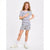 Sinsay Girl's White & Navy Striped Chest Print T-Shirt