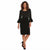 London Times Women's Black Elegant Embellished Bell-Sleeves Dress
