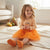 Sinsay Girl's Orange Striped Long-Sleeve Dress