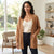Max Mia Women's Brown Open-Front Ribbed Knit Cardigan