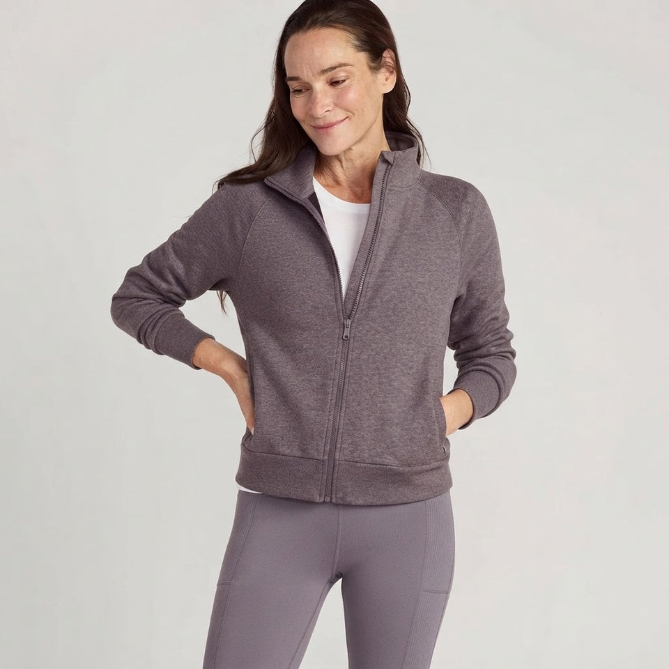 Mondetta Women's Mauve Mock Neck Relaxed Jacket