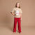 Sinsay Girl's Red & Dark Beige Holiday Graphic Pajama Set