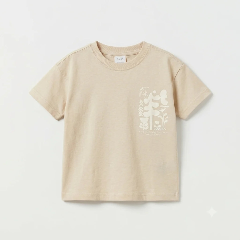 Zara Boy's Beige "Keep Dreaming Until You Inspire Others" Graphic T-Shirt | Zara In Lebanon
