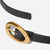 Michael Kors Women's Black Leather Oval Buckle Belt