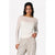 Sinsay Women's Off White Sheer Mesh Panels Blouse
