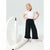 Sinsay Girl's White & Black Peter Pan Collar Top With Wide-Leg Pants Set