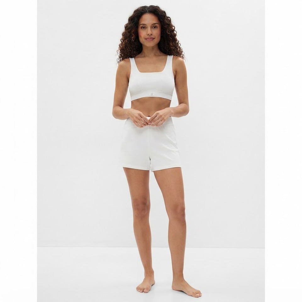Gap Women's White Ribbed Square-Neck Comfort Bra