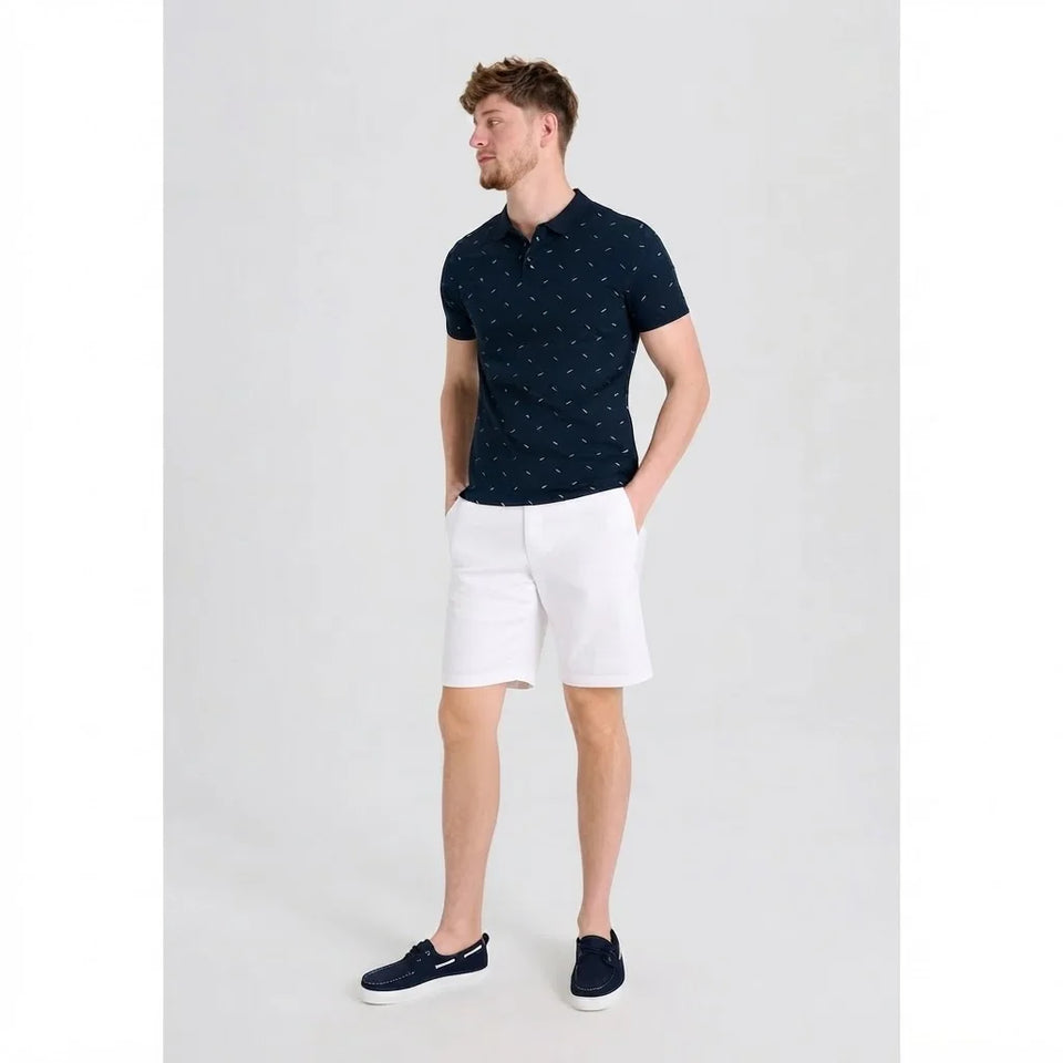 Sinsay Men's Navy Micro-Pattern Print Polo T-Shirt