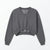 Pull & Bear Women's Dark Grey The Sporty Collection V-Neck Cropped Sweatshirt | Pull & Bear In Lebanon