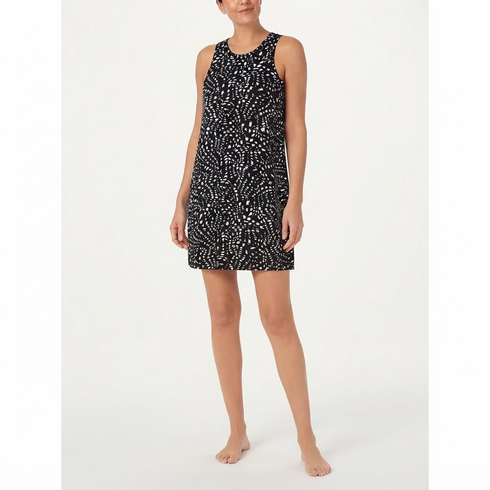 Sanctuary Women's Black & White Abstract Print Sleeveless Sleep Dress