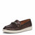 Brown leather loafer shoe on a white background