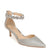 A single silver glitter pointed-toe kitten heel pump with a crystal-embellished ankle strap, shown on a plain white background.