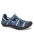 Blue sandal with 'JBU' branding on a white background