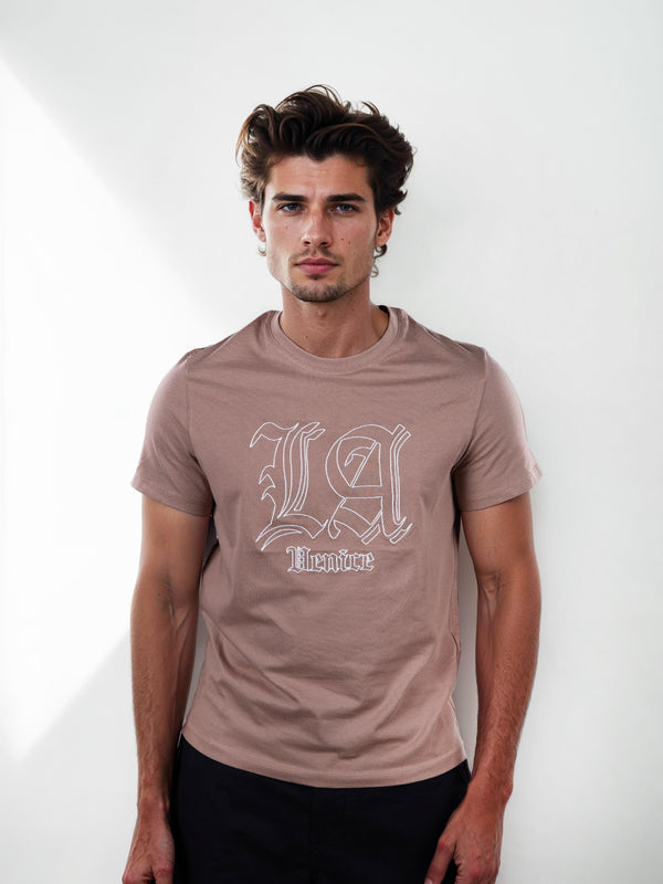 Celio Men's Taupe Printed Straight Fit Cotton T-Shirts|Celio In Lebanon