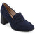 Navy blue loafer shoe on a white background