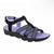 Purple sandal with black straps on a white background