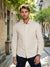 Celio Men's Beige Regular Fit Pleated 100% Cotton Shirt | Celio In Lebanon