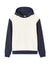 Navy and white hoodie on a white background