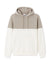 Two-tone beige and white hoodie on a white background