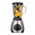 Blender with a clear container filled with fruits on a white background