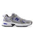 Gray and blue running shoe with New Balance logo on a white background