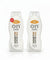 Two bottles of 'on' Women Shower Gel with honey almond milk scent on a desk.
