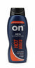 Bottle of 'on' Men Shower Gel with 'Hot Vibes' flavor on a surface.