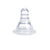 Clear baby bottle nipple on a white background