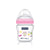 Baby bottle with pink cap and 'Optimal' label on a white background