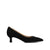 A single black suede pointed-toe kitten heel pump shown in a side profile view against a plain white background.