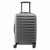 Gray suitcase with wheels and handle on a white background