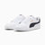 White sneakers with black accents on a white background
