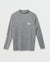 Gray long-sleeve shirt with a brand logo on a light gray background