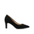 A single black pointed-toe high heel pump with a textured suede-like finish and small metallic stud embellishments, shown in profile against a plain white background.