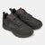 Pair of black sneakers on a light gray background