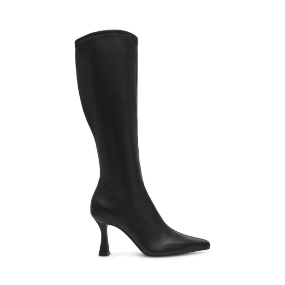 Steve Madden Women's Black Leather Flute Knee High Boots