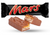 A Mars Chocolate bar, 51g, with a bite taken out of it, showing the nougat and caramel layers inside.