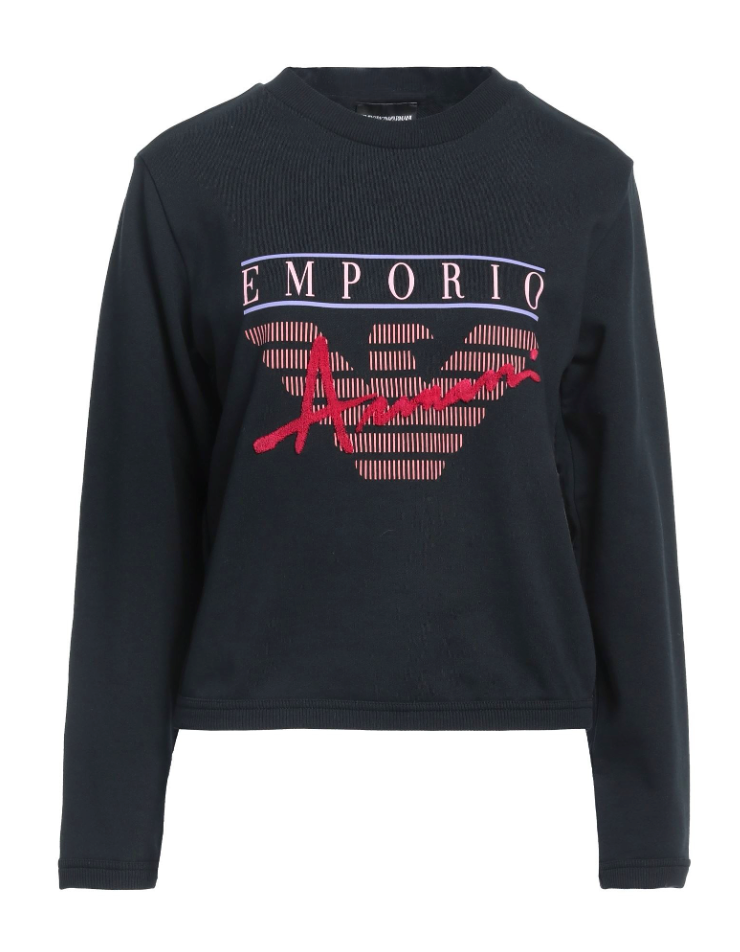 Emporio Armani Women's Black Front Embroidered Sweatshirt | Emporio Armani In Lebanon