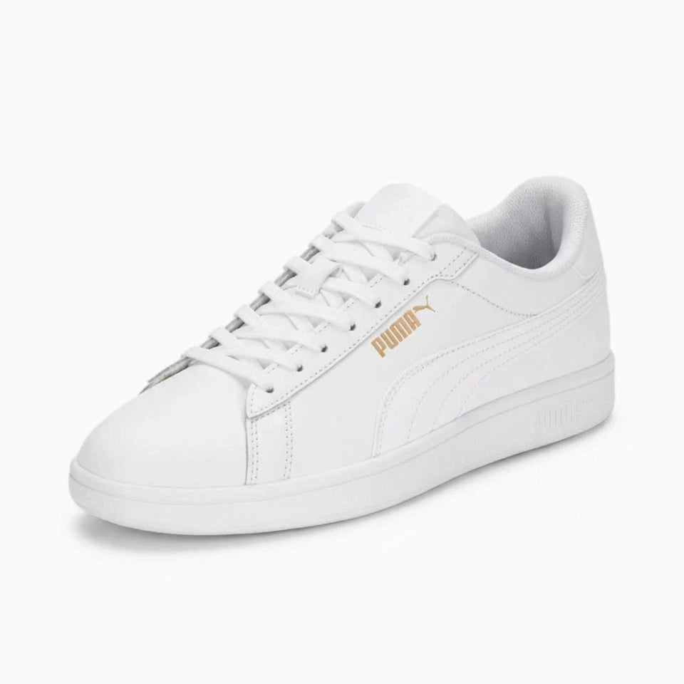 White Puma sneaker on a white background