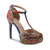 A high-heeled platform sandal by Valentino, covered in multicolor rhinestones and metallic studs, shown on a white background.