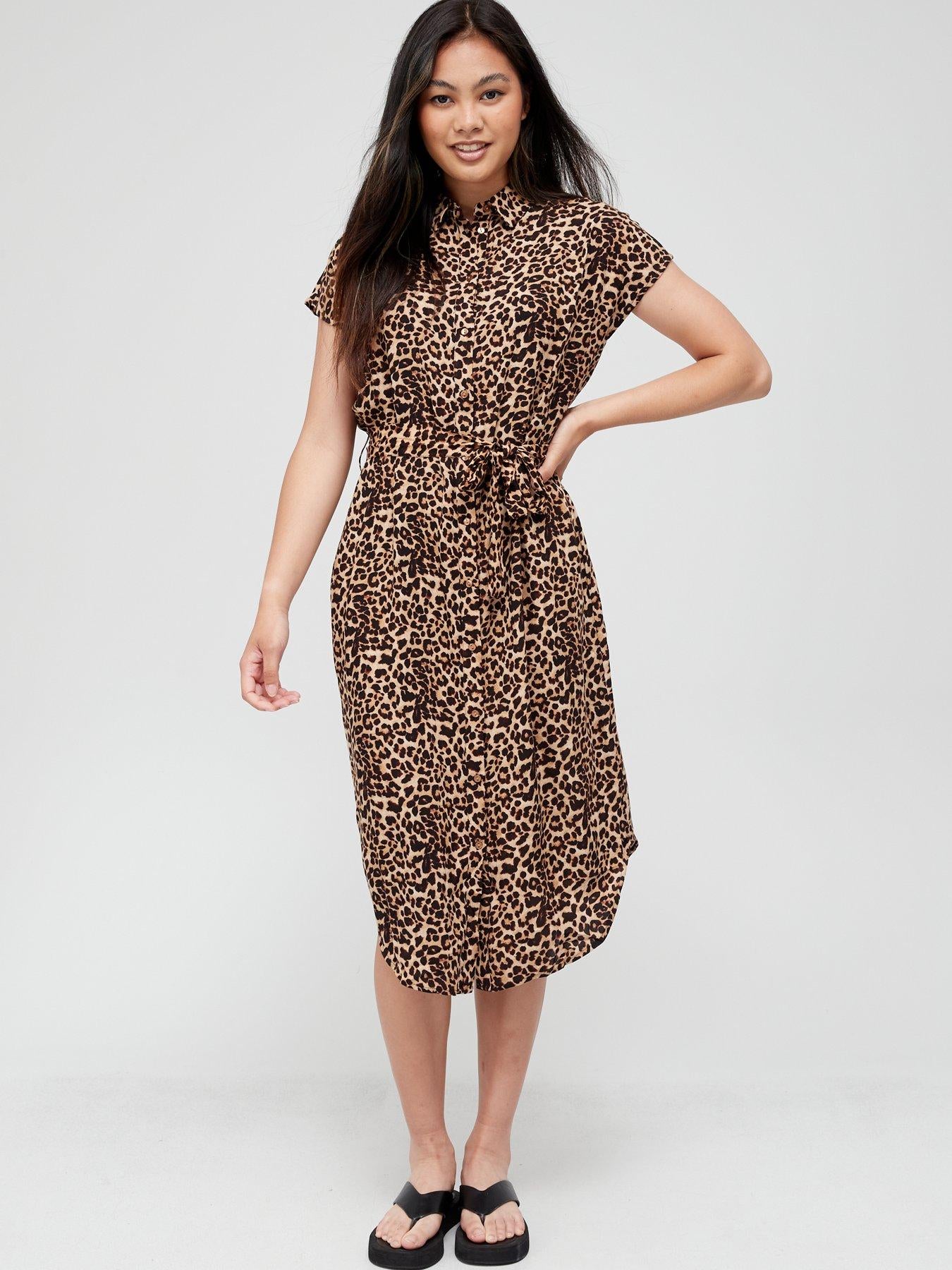 Pieces Women's Leopard Print Dress U9L6Q FE693(SHR) cr70