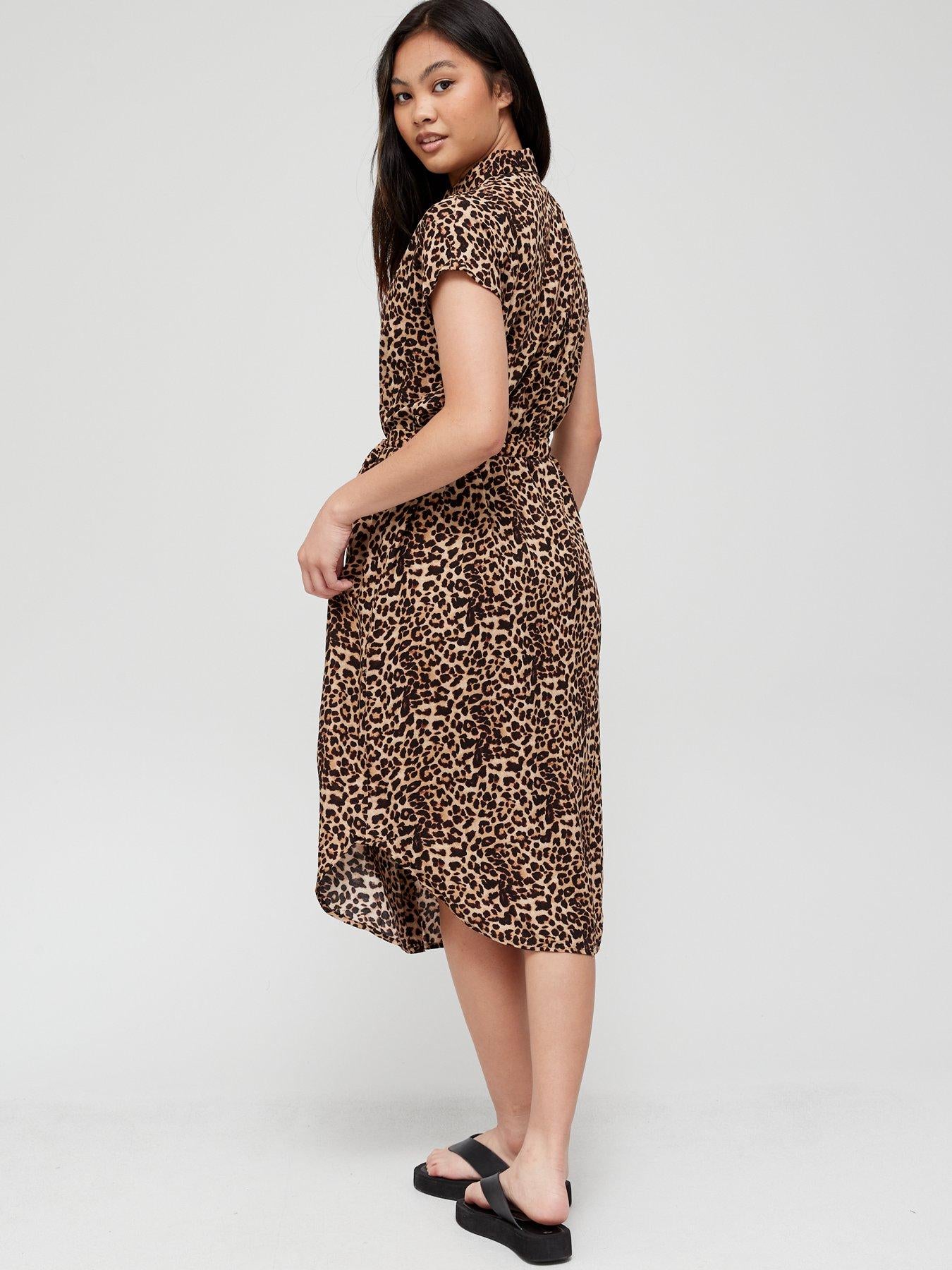 Pieces Women's Leopard Print Dress U9L6Q FE693(SHR) cr70