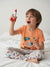 Sinsay Boy's Orange & Light Space Motif Printed Pajama Set 2pcs