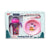 Optimal Feeding Dish Set with pink sippy cup and bowl in packaging