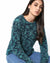 Zabaione Women's Aqua Round Neck Long Sleeve Blouse | Zabaione In Lebanon