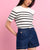 Sinsay Women's Navy High Waist Denim Short