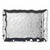 A rectangular serving tray with a hammered silver metallic finish and a wavy, polished black rim, shown on a plain white background.