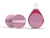 Two makeup puffs from Or Bleu, one pink and one purple, designed for applying foundation cream.
